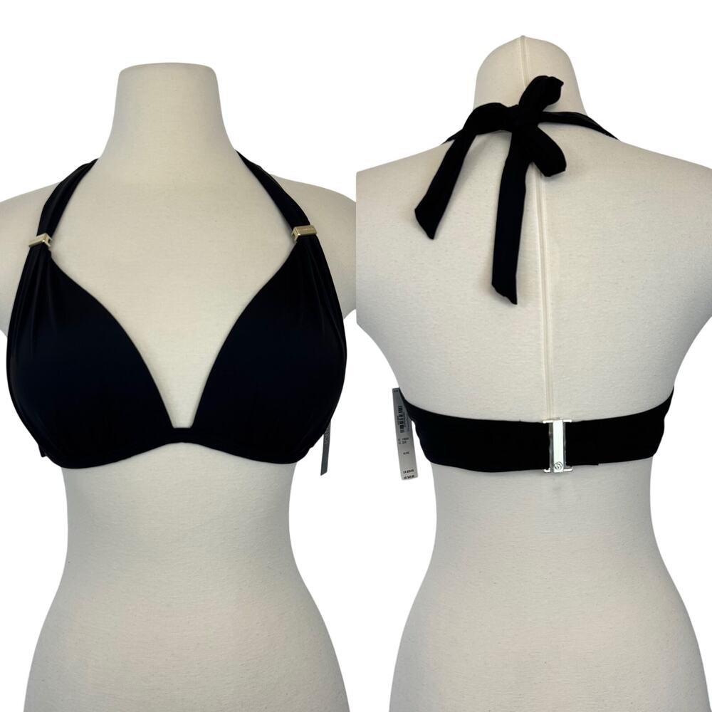 Victoria's Secret Essential Harlow Halter Push-Up Bikini Swim Top Black XL NWT